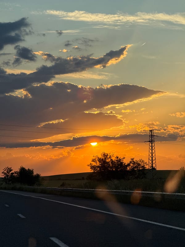Dramatic sunset photographed through storm clouds in Zetiovo, Bulgaria