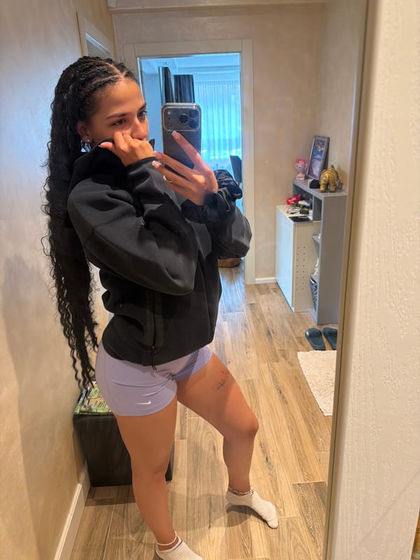 Mirror selfie series in a Gabrovo bedroom, Nike fit