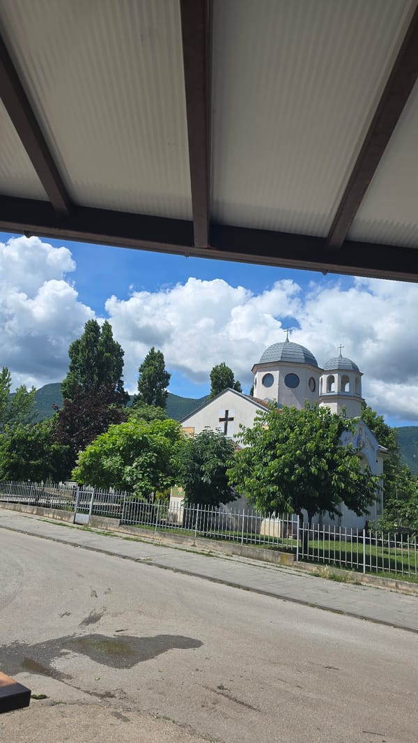 Morning scenes captured in Vratsa: church, cat, Coca-Cola can