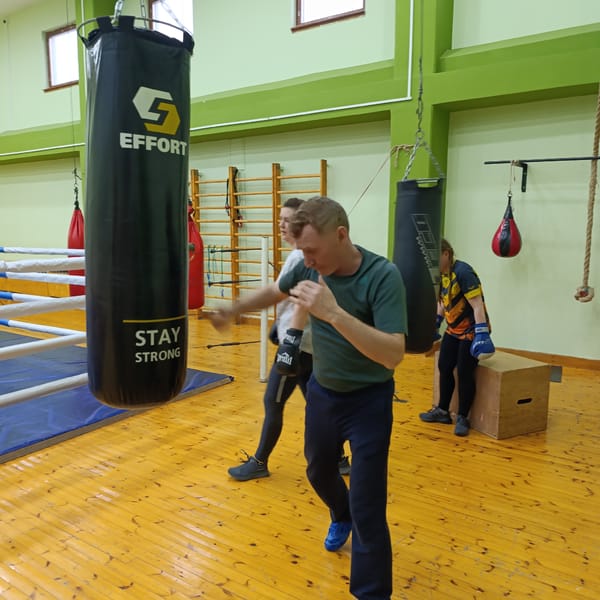 Woman trains at boxing gym in Markovskii, Russia
