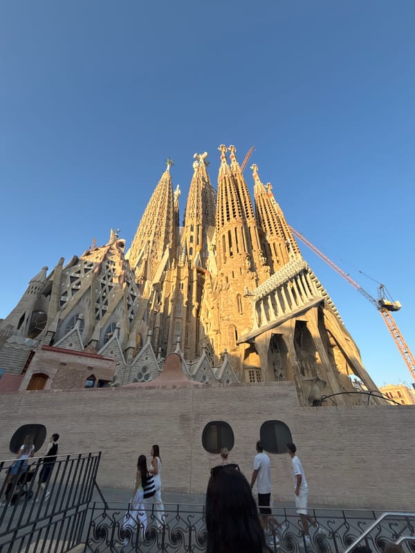 Sagrada Família from two angles, June evening in Barcelona