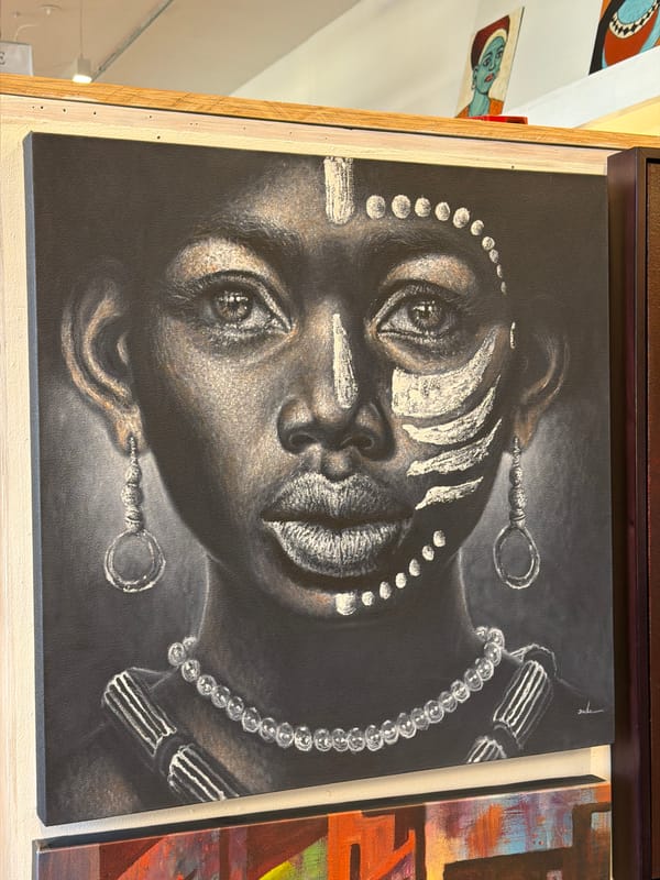 Art gallery browsing documented in Cape Town cultural district