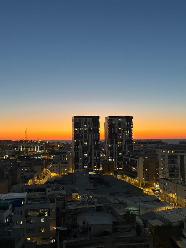 Tel Aviv cityscape photographed during sunset golden hour