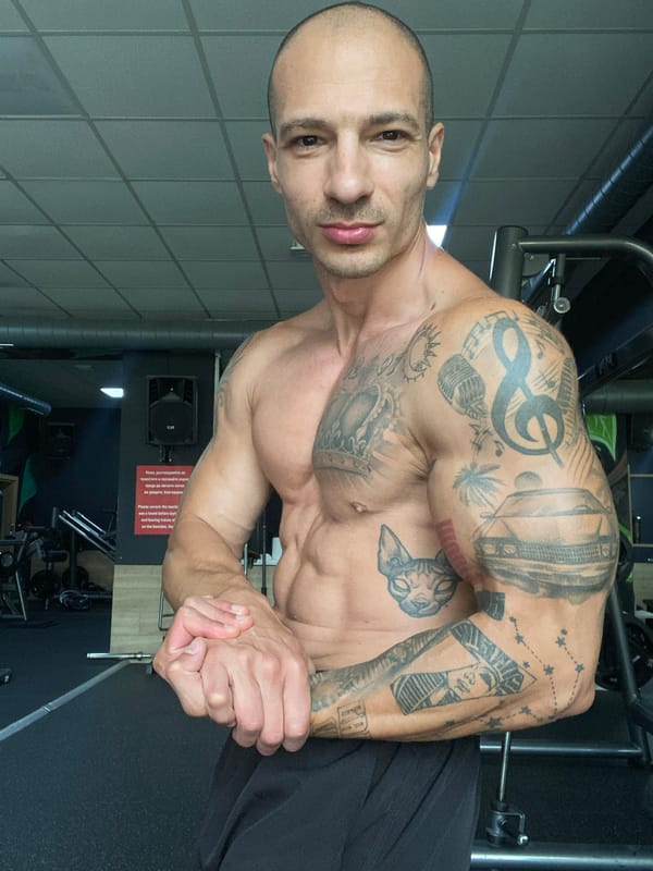 Tattooed gym session in Pleven, Bulgaria