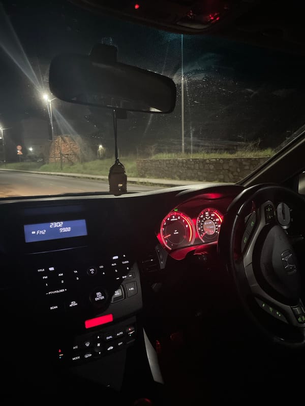 Driver recorded traveling at night in Honda near Zlatograd