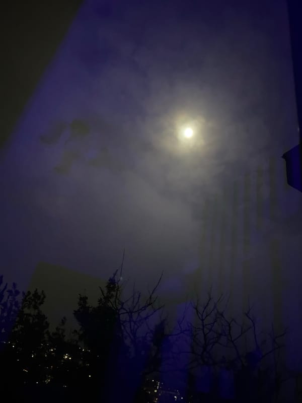 Bright moon illuminates cloudy night sky in Sochi