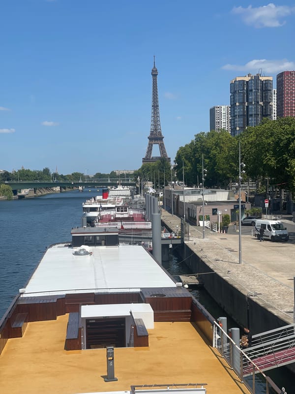 Sunny afternoon along the Seine with the Eiffel Tower in view