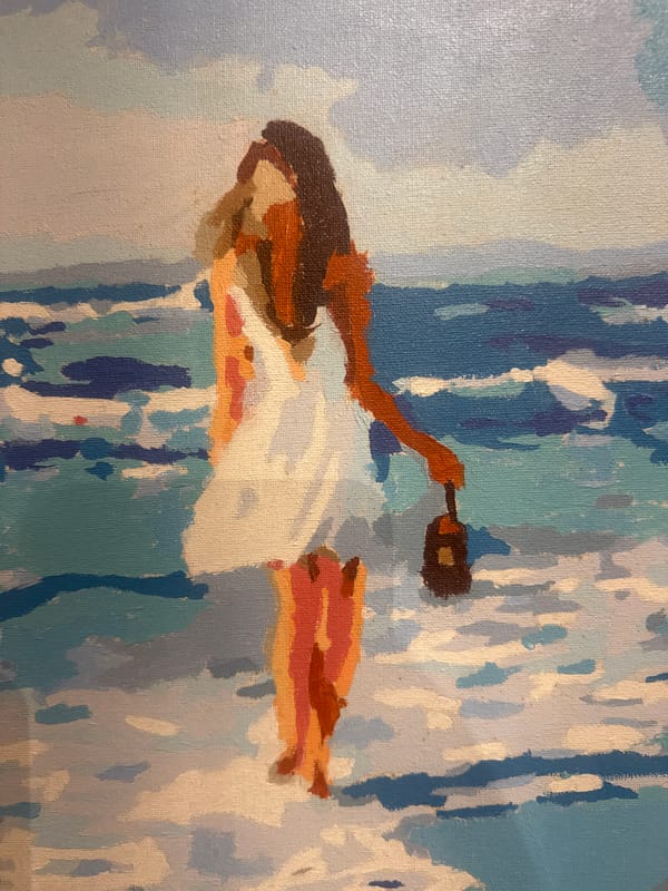 Oil painting and two casual portraits, no location data