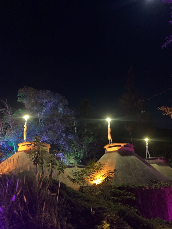 Fantasy art installations illuminate Thai gardens with mythical statues