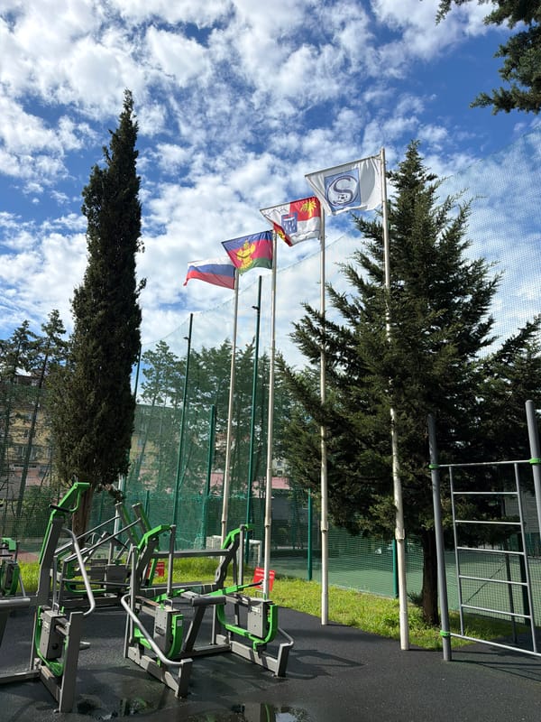 Morning scenes documented across Sochi showing soccer, cathedral, civic life