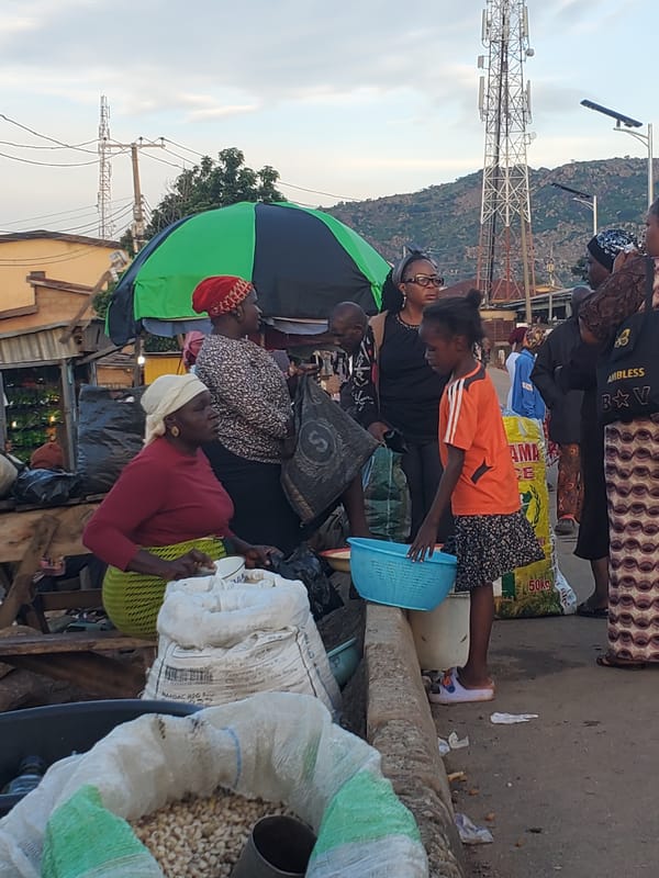 Afternoon street and market life in Gwong, Nigeria