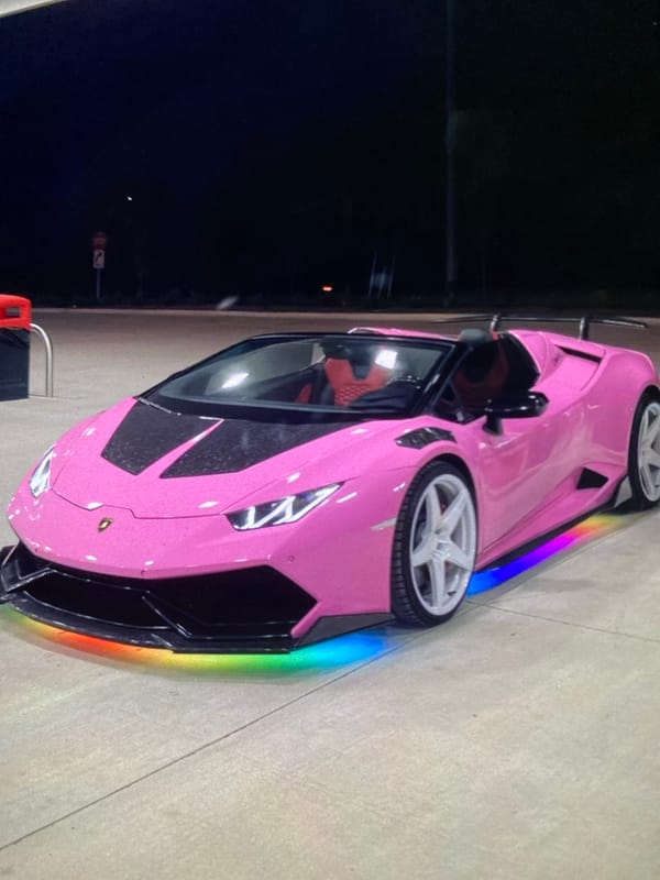 Pink Rainbow Lamborghini Spotted at Indonesian Gas Station