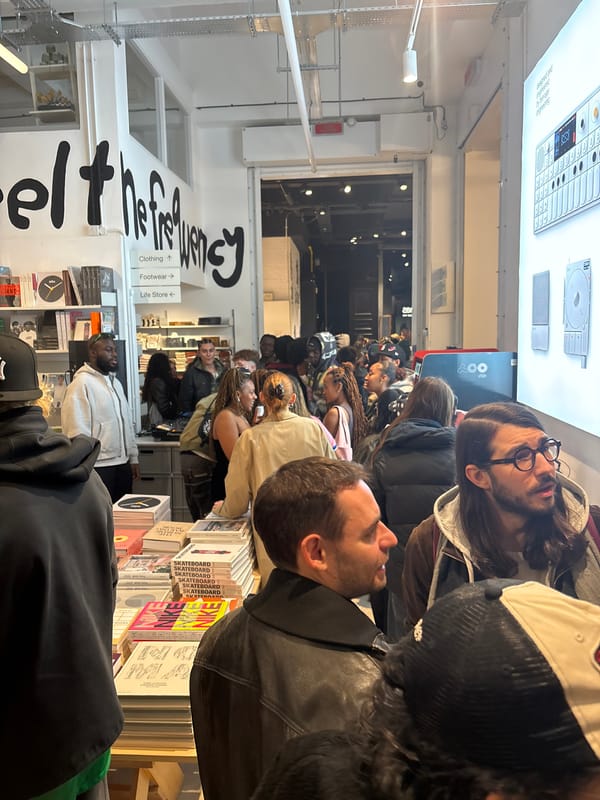 People gather inside London retail store