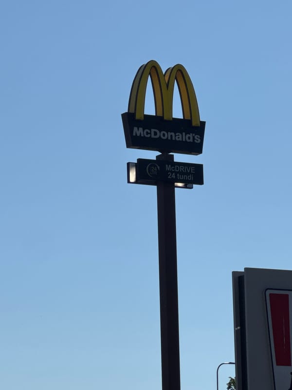 Clear morning captures McDonald's and modern buildings in Tallinn