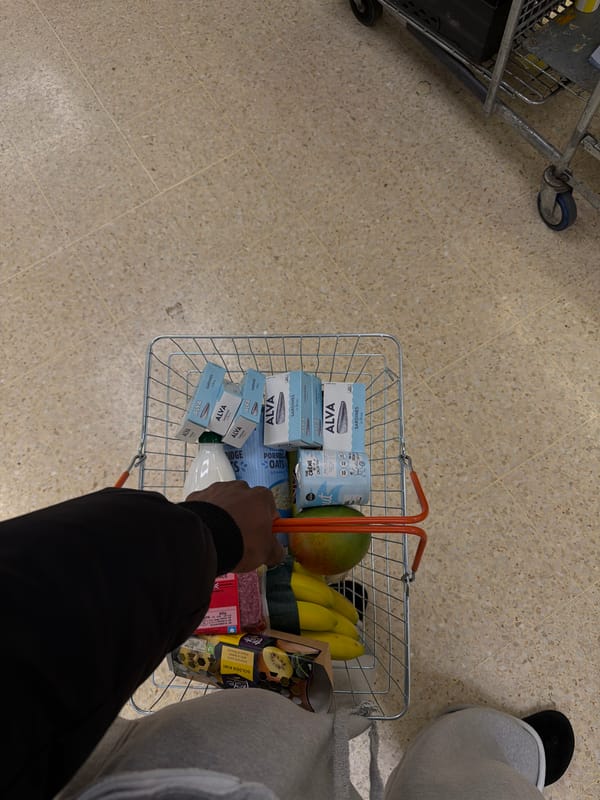 Routine grocery shopping documented at London supermarket
