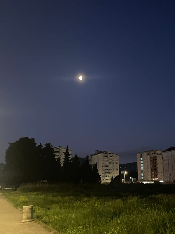 Moonlit night scene captured in Bar, Montenegro