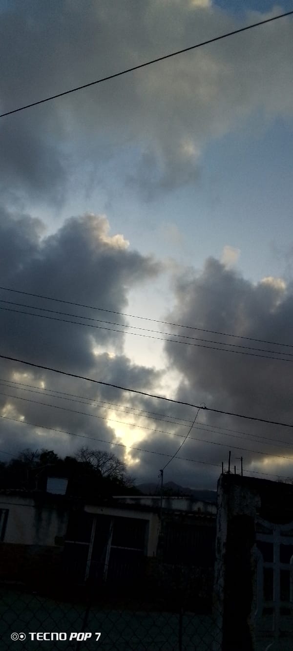 Dramatic cloudy skies documented over Altagracia, Venezuela morning