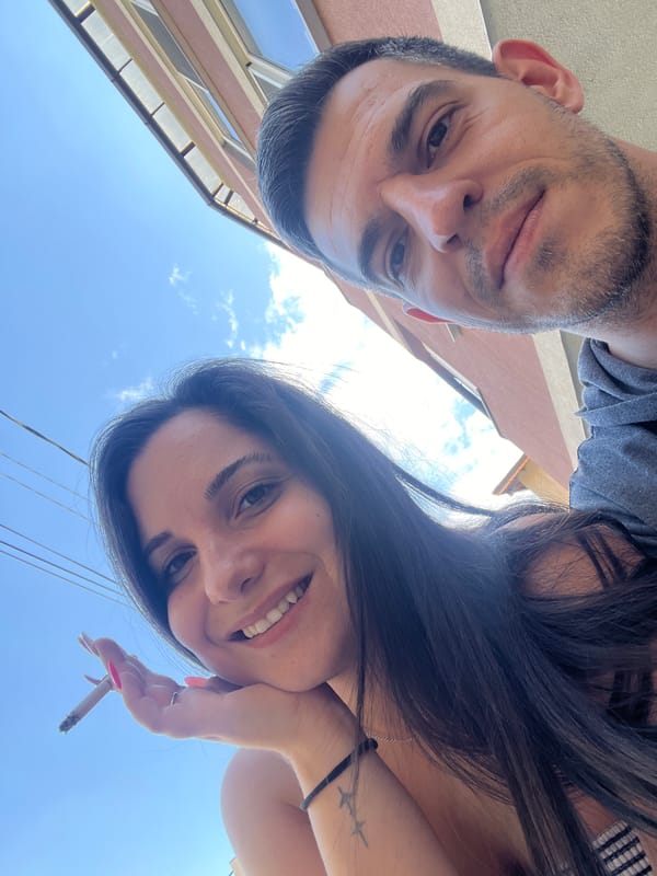 Sunny afternoon selfies outside in Sofia, Bulgaria