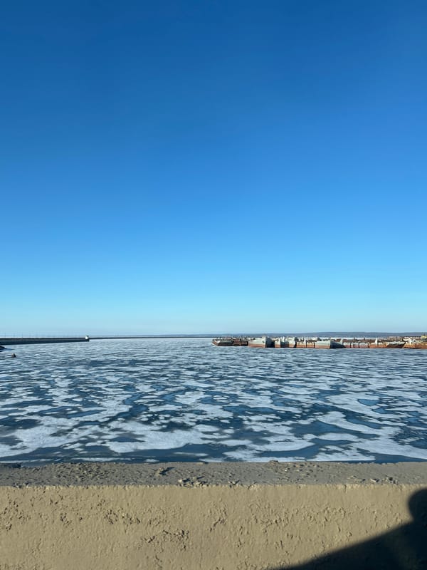 Spring ice breakup observed along Kama River in Chaikovsky
