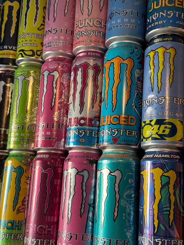 Monster Energy display and nail salon table, Burgas