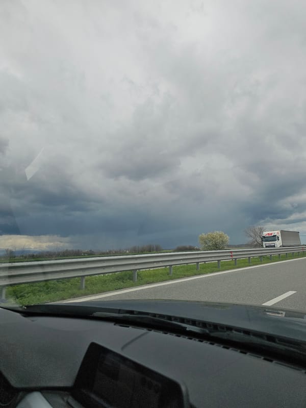 Vehicle documents routine highway traffic near Manolsko Konare, Bulgaria