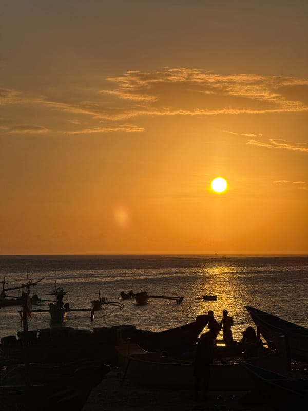 Daily life documented in Kuta fishing village during sunset