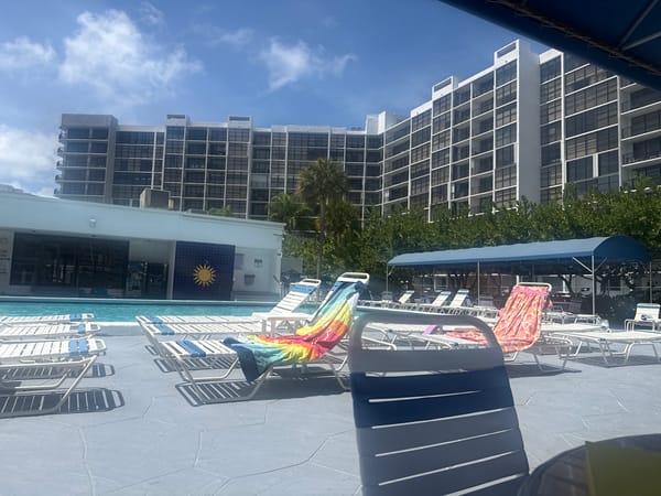 Resort pool area observed in Hallandale Beach, Florida
