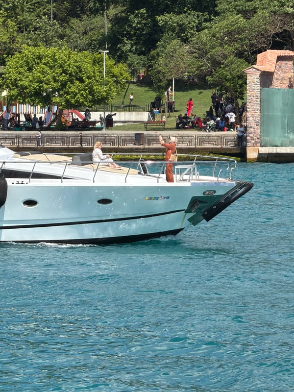 Bosphorus boat trip near Üsküdar with multiple vessels