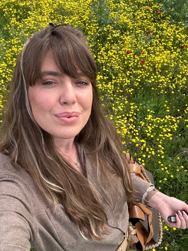 Visitor photographs wildflower field with poppies in Marneuli, Georgia