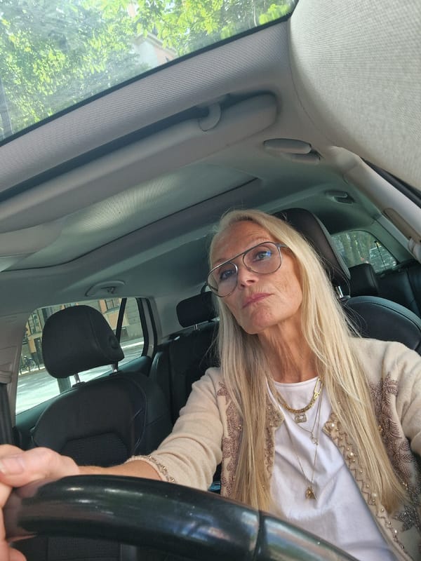 Sitting in the driver's seat somewhere in Stockholm
