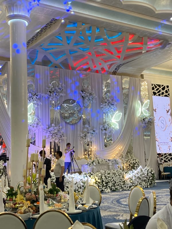 Elegant wedding celebration underway in a decorated Tashkent venue