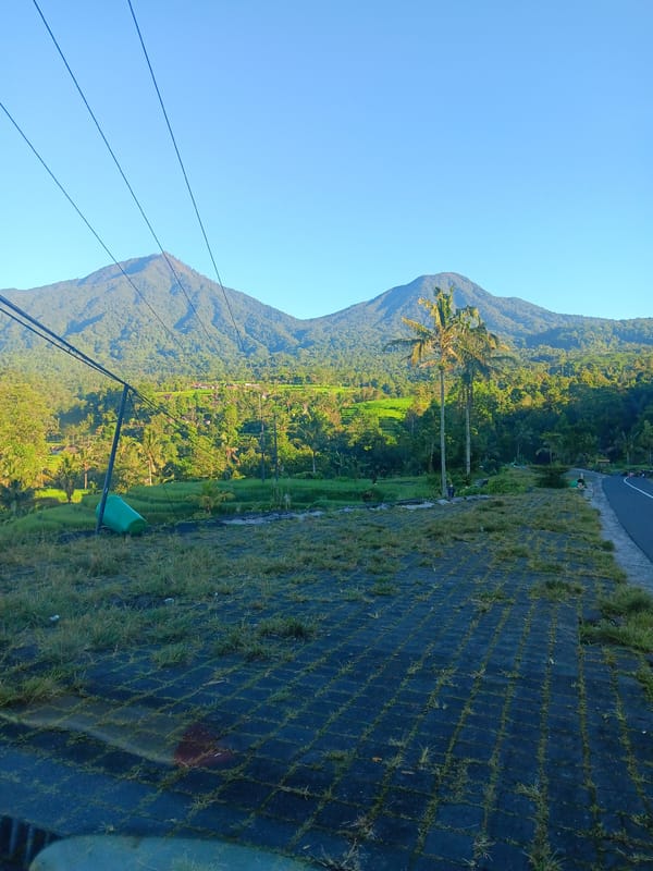 Scenic landscape photographed in Penebel, Indonesia showing mountains, terraces