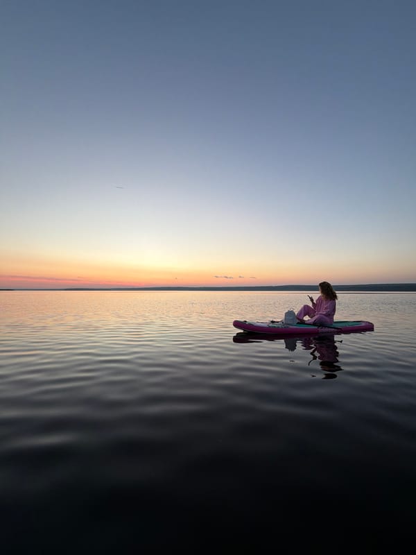 Paddleboard sunset on the Kama River, Chaikovsky