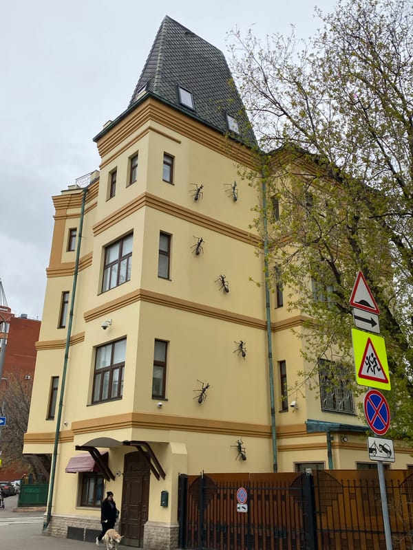 Moscow street scenes and architecture documented under overcast skies