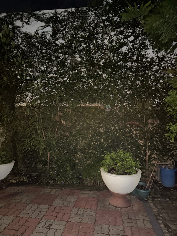 Nighttime residential property documented in 27 memory fragments
