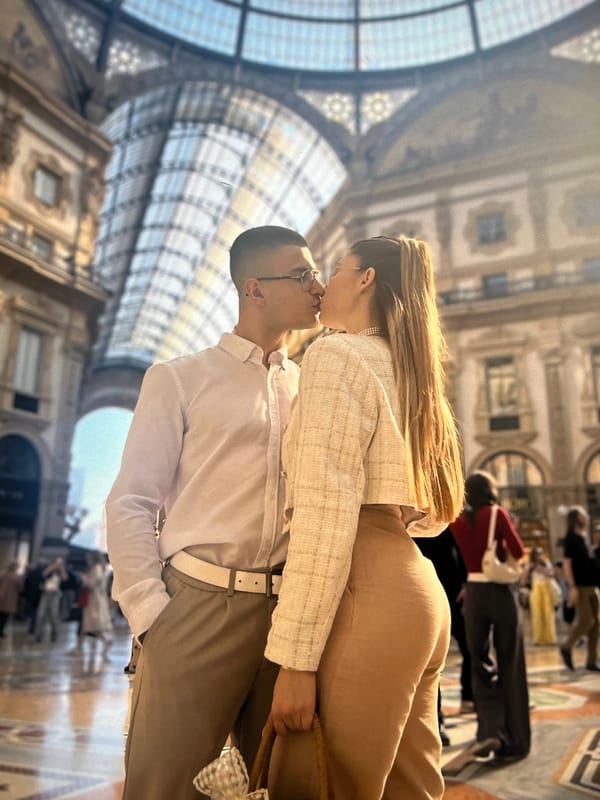Couple shares intimate moment in Milan's historic Galleria