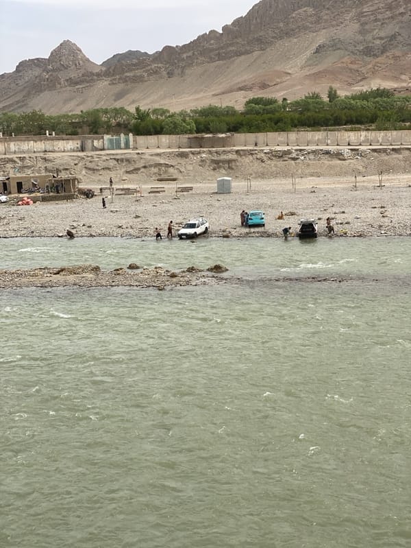 Bridge over river documented in Deh Sabzi, Afghanistan