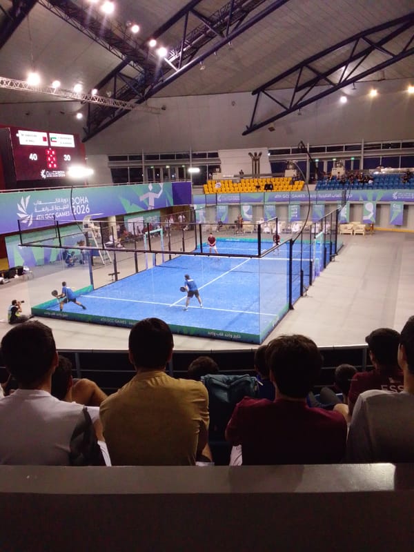 Padel tennis match proceeds at 4th GCC Games in Qatar