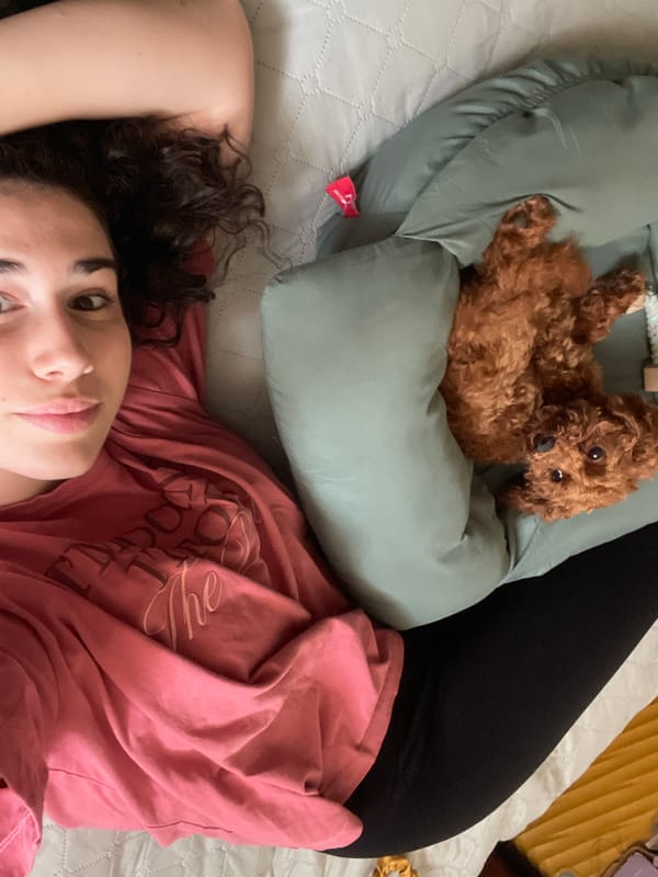 Woman and poodle share quiet afternoon moments in Sofia