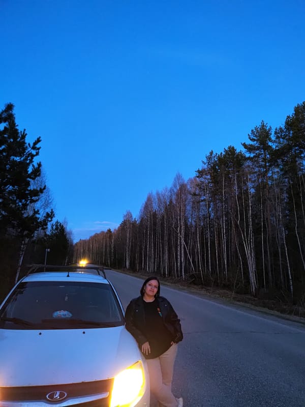 Woman spotted with vehicle on rural road in Markovo