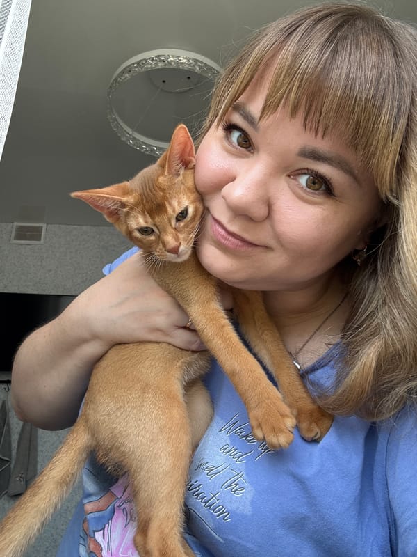 Woman documents playtime with kitten in Stary Oskol home