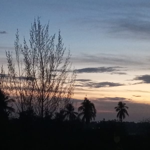Twilight sky documented across Lhokseumawe, Indonesia cityscape
