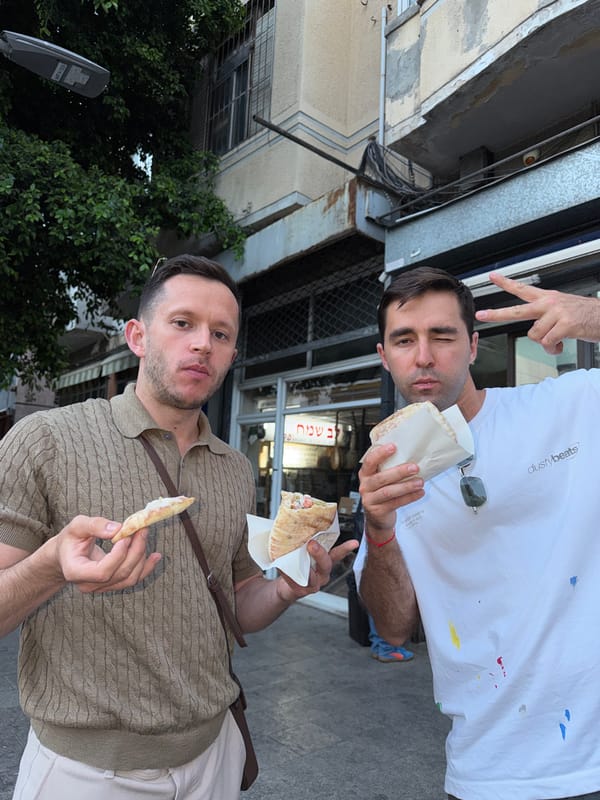 People gather at Tel-Aviv food establishment Thursday afternoon