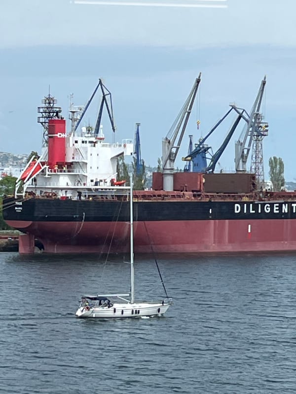 Container ships transit Varna port during routine Saturday operations