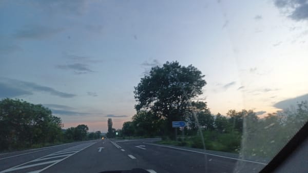 Driver documents road view approaching Glumche, Bulgaria intersection