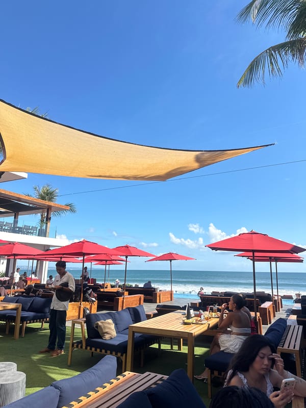 Morning scenes from beachside bar in Kuta, Indonesia