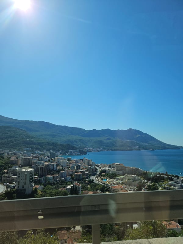 Sunny morning views over a Montenegrin coastal bay