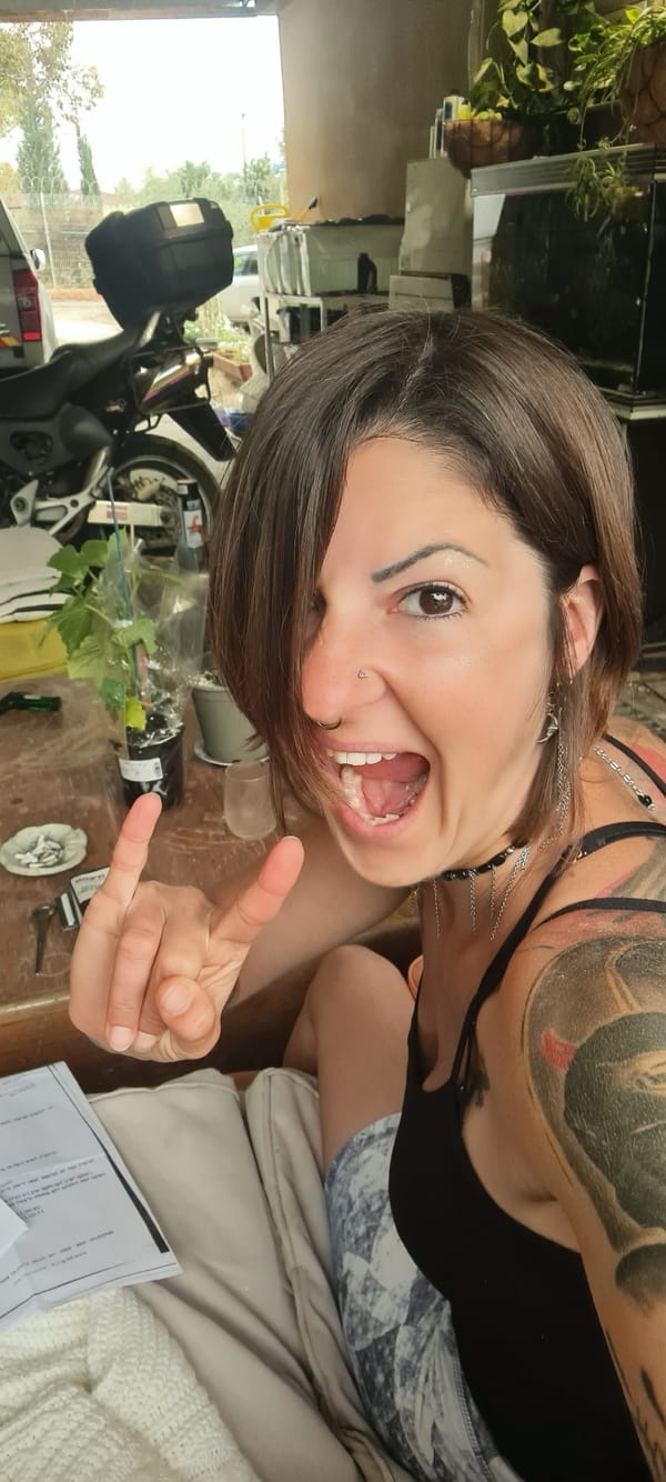 Woman, chicken share quiet moment in rural Israeli setting