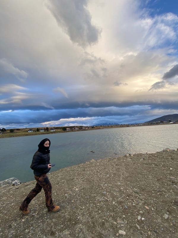 Dog walker captures scenic moments along Ushuaia waterfront