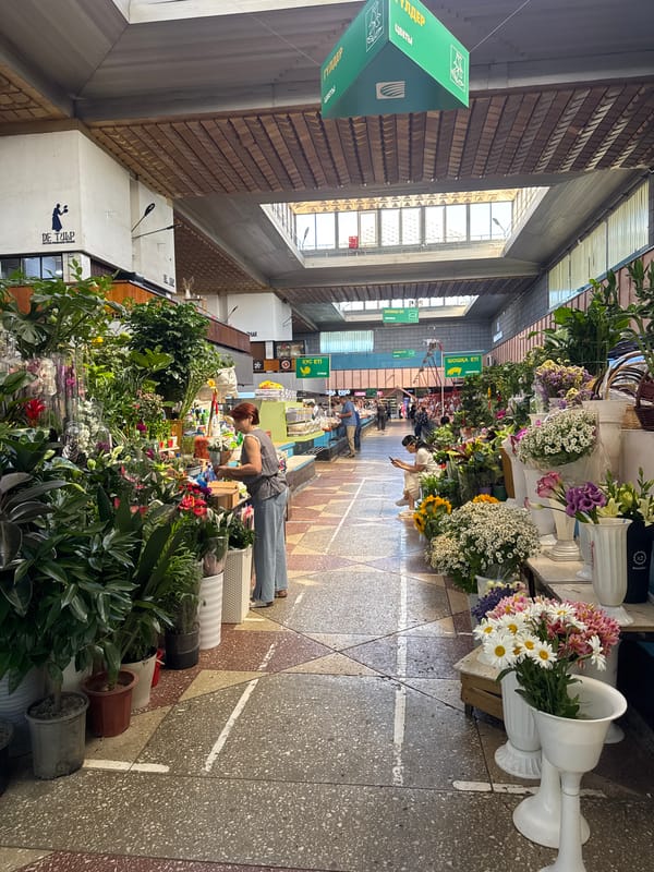 Flower shopping at Almaty's Green Bazaar market